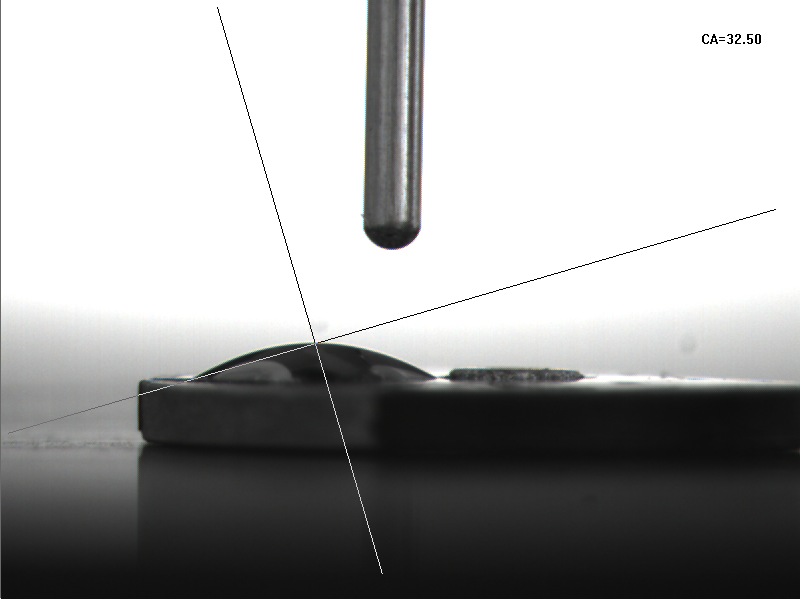 等離子清洗磁鋼片后的水滴角：32.5度-普樂斯等離子清洗機(jī)