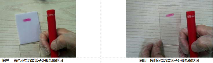 亞克力材料經(jīng)等離子清洗設(shè)備處理后達因值-普樂斯等離子清洗機